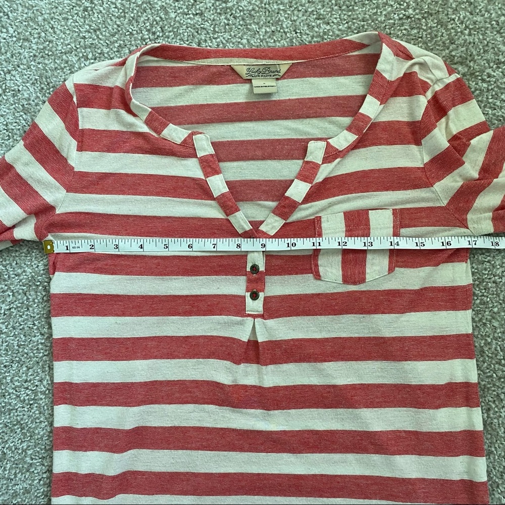 LUCKY BRAND Red & White Stripe Front Pocket Thermal Long Sleeve Top - Picture 9 of 14